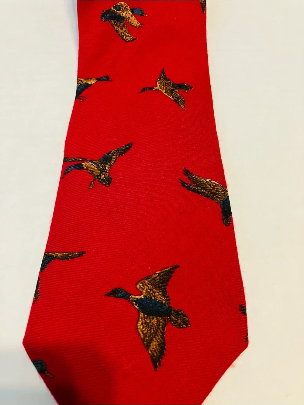 Brooks Brothers Vintage Wool Tie made in USA Red Waterfowl Duck